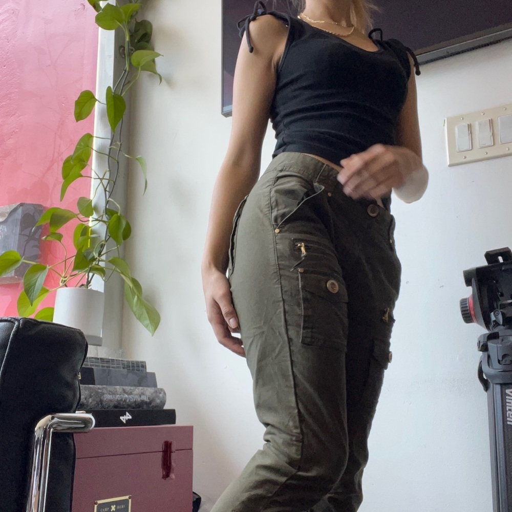 Leifsdottir Green Cargo Skinny Pants
